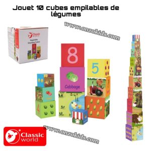 10 cubes empilables de légumes, jouet pour enfants