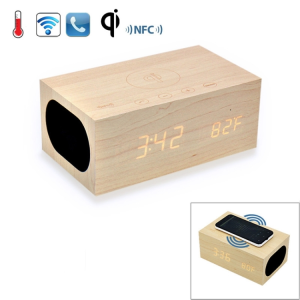 Horloge digital sur table en bois Avec Bluetooth – horloge numérique à LED avec haut parleur