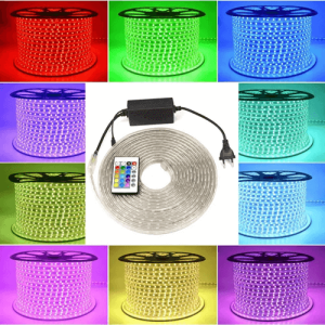 Ruban LED lumineuse multicolore étanche en Silicone avec télécommande – Bande/mètre