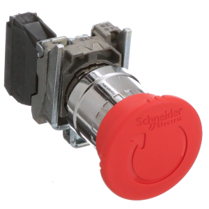 Bouton d’arrêt d’urgence Ø60 HIMEL – Bouton-poussoir d’arrêt d’urgence, HLAY5, champignon 60 mm, 1 NC, rouge