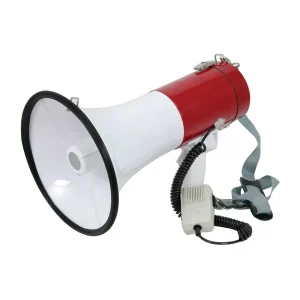 Mégaphone 30 W – Enregistrement Répétition – Mégaphone Professionnel 30 Watts avec Sirène et Enregistreur vocal
